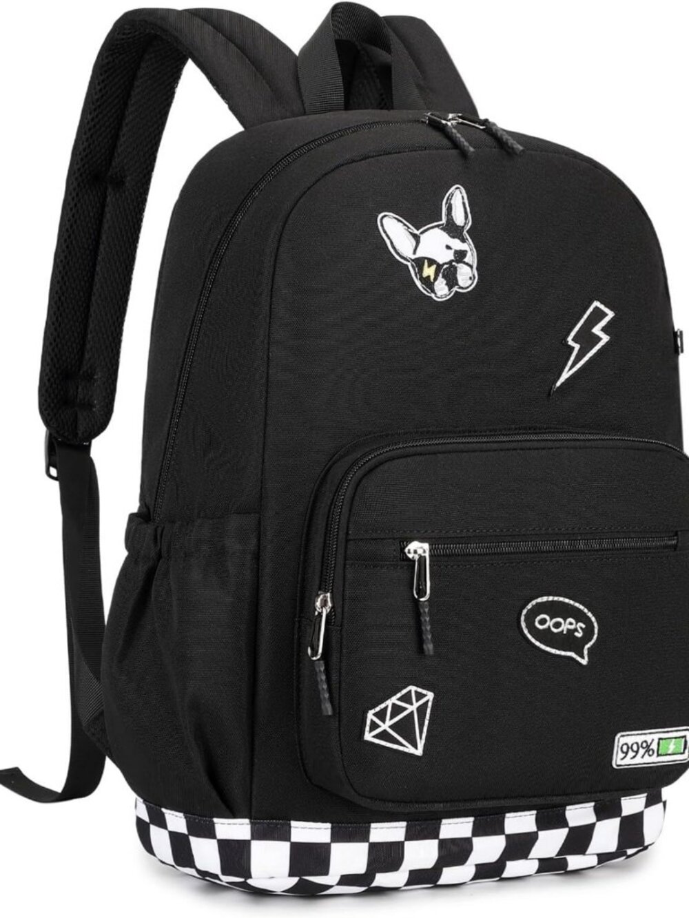 Embroidered Patch Backpack | 15.6" Water-Resistant School Daypack for Teens
